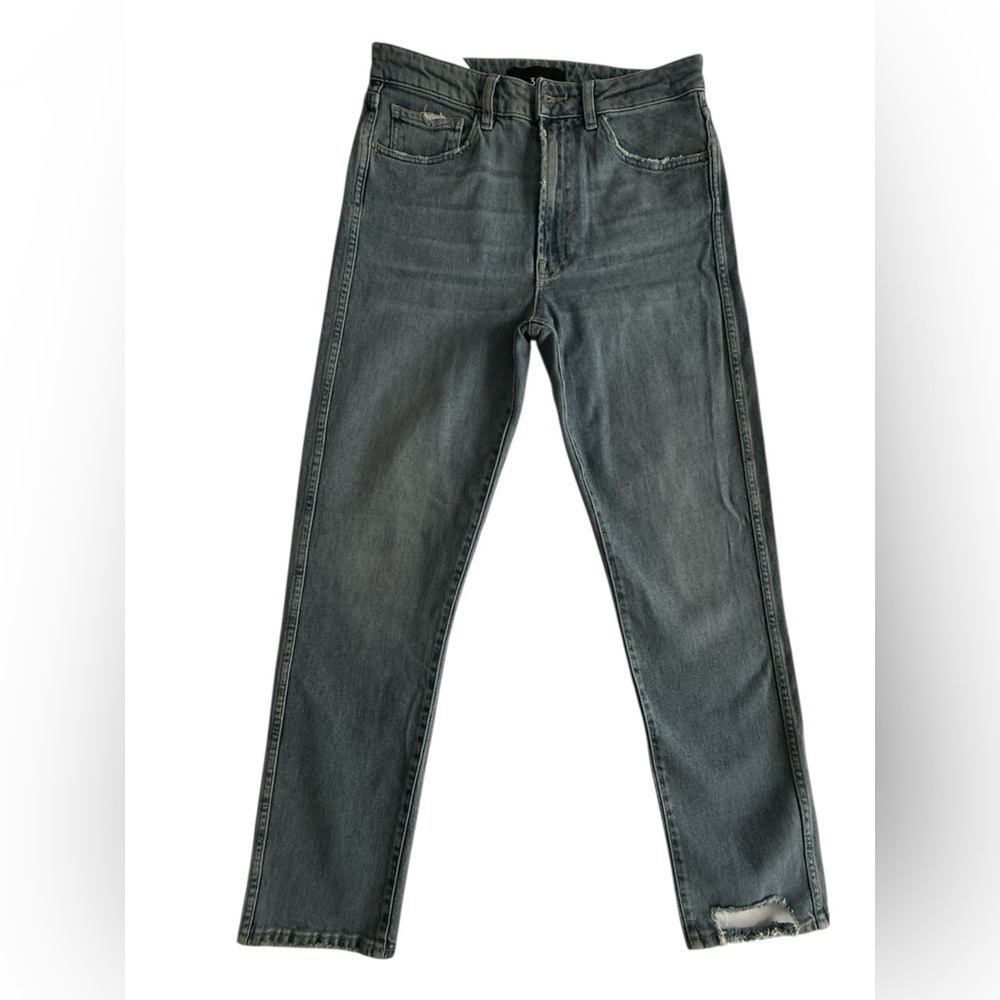 3x1 Claudia Slim Jeans High Rise Destroyed Hem Denmark Wash Size 27 NWT